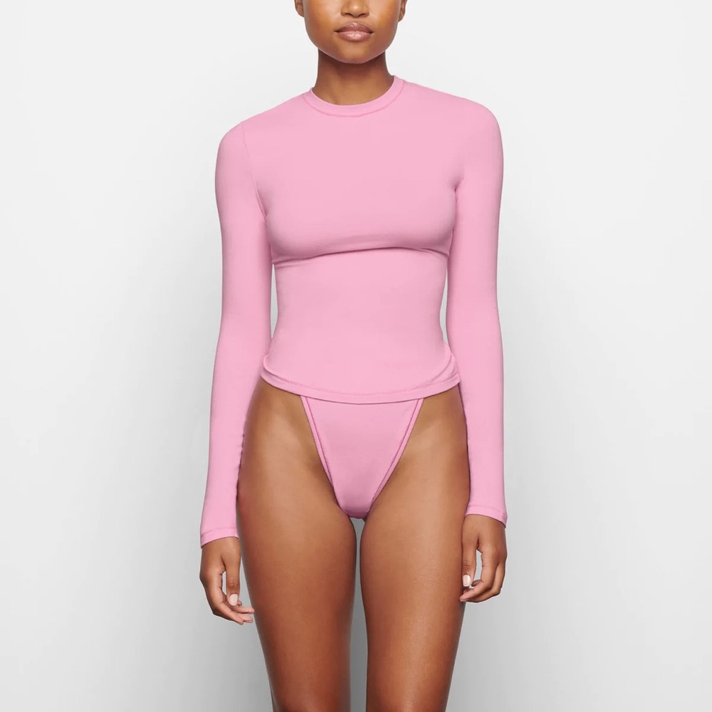 SKIMS bubblegum pink cotton top